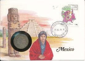 Mexikó 1977. 1P Cu-Ni, felbélyegzett borítékban, bélyegzéssel T:XF Mexico 1977. 1 Peso Cu-Ni in envelope with stamp, cancellation C:XF