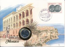 Monaco 1986. 1Fr Ni felbélyegzett borítékban, alkalmi bélyegzéssel T:UNC Monaco 1986. 1 Franc Ni in envelope with stamp, cancellation C:UNC