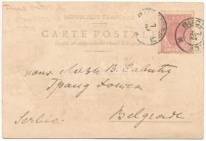 Erotic humour art postcard with couple in bed (ázott / wet damage)