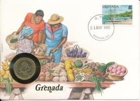 Kelet-Karibi Államok 1981. 1$ Al-bronz felbélyegzett Grenada borítékban, bélyegzéssel T:UNC East Caribbean States 1981. 1 Dollar Al-bronze in Grenada envelope with stamp and cancellation C:UNC