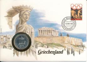 Görögország 1982. 20D Cu-Ni felbélyegzett borítékban, bélyegzéssel T:UNC Greece 1982. 20 Drachmai Cu-Ni in envelope with stamp, and cancellation C:UNC