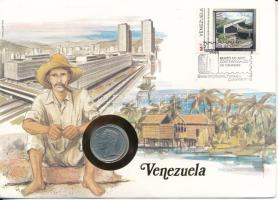 Venezuela 1977. 1B acél felbélyegzett borítékban, alkalmi bélyegzéssel T:UNC Venezuela 1977. 1 Bolívar steel in envelope with stamp, cancellation C:UNC