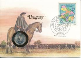 Uruguay 1980. 1P Cu-Ni felbélyegzett borítékban, alkalmi bélyegzéssel T:UNC Uruguay 1980. 1 Nuevo Peso Cu-Ni in envelope with stamp, cancellation C:UNC