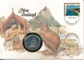 Új-Zéland 1982. 50c, felbélyegzett borítékban, bélyegzéssel, német nyelvű leírással T:UNC New Zealand 1982. 50 Cents in envelope with stamp and cancellation, with German description C:UNC