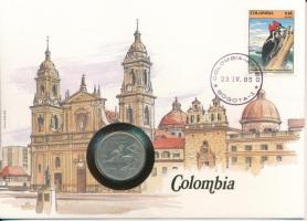 Kolumbia 1982. 10P Ni felbélyegzett borítékban, bélyegzéssel, német nyelvű tájékoztatóval T:VF Colombia 1982. 10 Pesos Ni in envelope with stamp, cancellation and a prospectus in german C:VF