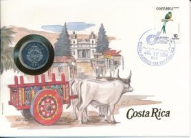 Costa Rica 1983. 5C acél felbélyegzett borítékban, bélyegzéssel, német nyelvű tájékoztatóval T:AU Costa Rica 1983. 5 Colones steel in envelope with stamp, cancellation and a prospectus in german C:AU