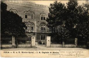 1911 Pola, Pula; K.u.K. Marine-Spital / Osztrák-magyar haditengerészet kórháza / I. R. Ospitale di Marina / Austro-Hungarian Navy K.u.K. Kriegsmarine mariner hospital (EK)