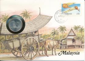 Malajzia 1977. 50s felbélyegzett borítékban, bélyegzéssel, német nyelvű leírással T:UNC Malaysia 1977. 50 Sen in envelope with stamp and cancellation, with German description C:UNC