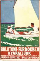 Balatonfüred, Balatoni fürdőkben nyaraljunk! Minden fürdőről szívesen ad értesítést a Balatoni szövetség. Ezért a "Balaton" c. képes folyóirat is jár. reklám s: Voit (kis szakadások / small tears)