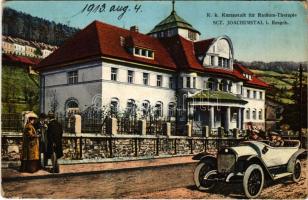 1913 Jáchymov, Sankt Joachimsthal; K. k. Kuranstalt für Radium-Therapie / radium therapy spa, automobile (Rb)