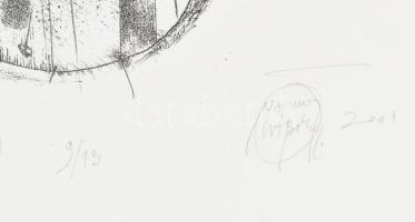 Nagy Gábor (1949-): Táj (...), 2001. Litográfia, papír, jelzett, 9/13 számozással, 26×16 cm