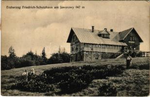 Javorovy, Jaworowy; Erzherzog Friedrich-Schutzhaus. Verlag der Sektion Teschen des Beskidenvereines / tourist house, rest house (EK)