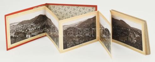 cca 1880 Album von Karlsbad 42 lapos litografált leporelló, kb 50 képpel a városról. Aranyozott egés...