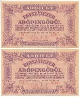 1946. 100.000AP (2x) sorszámkövetők, papírráncból eredő nyomatihibákkal E 04 57.604 - E 04 57.605 T:XF Adamo P51