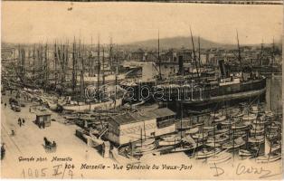 1905 Marseille, Vue générale du Vieux-Port / port, steamships (EK)