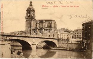 1905 Bilbao, Iglesia y Puente de San Anton / church, bridge (EK)