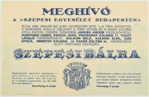 1939 A Szepesi Egyesület Budapesten tartott Szepesbáljára szóló meghívó. két melléklettel. / Invitation to the Zipsper Association Egyesület's Szepes Ball held in Budapest. with two appendices 22x14 cm