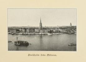 cca 1900 Stockholm képes leporello 18 képpel aranyozott egészvászon borítóval 15x12 cm