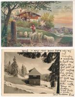 17 db RÉGI karácsonyi és húsvéti üdvözlő képeslap vegyes minőségben /17 pre-1945 Christmas and Easte...