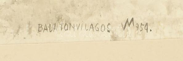 Varga Mátyás (1910-2002): Balatonvilágosi kert, 1955. Lavírozott tus, papír, jelezve jobbrra lent, p...