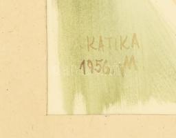 Varga Mátyás (1910-2002): Varga Kati, Varga Mátyás lányának arcképe, 1956. Akvarell, papír, jelezve ...