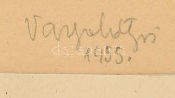 Varga Mátyás (1910-2002): Virágok, 1955. Akvarell, papír, jelezve jobbra lent, paszpartuban, 46,5×36...