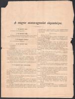 1878 A Magyar Színész-Egyesület Alapszabályai 4 p beszakadásokkal