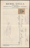 1912 Miskolc Merkl Gyula vas- és fegyverkereskedése reklámos számla