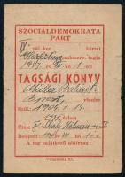 1947 Szociáldemokrata Párt tagsági könyv bélyegekkel