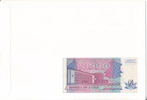 Zaire 1991. 20.000Z felbélyegzett borítékban, bélyegzéssel T:UNC Zaire 1991. 20.000 Zaires in envelo...