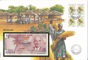 Malawi 1992. 1K felbélyegzett borítékban, bélyegzéssel T:UNC Malawi 1992. 1 Kwacha in envelope with stamp and cancellation C:UNC