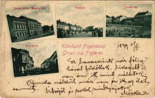 1899 (Vorläufer) Fogaras, Fagaras; Kiss utca, Betlen utca, Megyeház, Ferencz József tér. Thierfeld David kiadádsa / street views, county hall, square (Rb)