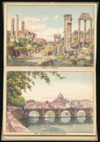 cca 1930 Roma artistica leporello, 20 db színes kép, komplett, 16,5×12 cm
