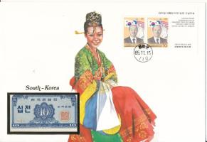 Dél-Korea 1962. 10J felbélyegzett borítékban, bélyegzéssel T:UNC South Korea 1962. 10 Jeon in envelope with stamp and cancellation C:UNC