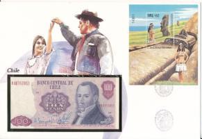 Chile 1983. 100P felbélyegzett borítékban, alkalmi bélyegzéssel T:UNC Chile 1983. 100 Pesos in envelope with stamp and cancellation C:UNC