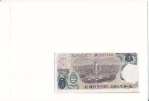 Argentína 1983-1984. 5P felbélyegzett borítékban, alkalmi bélyegzéssel T:UNC Argentina 1983-1984. 5 ...