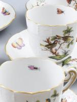 Herendi Rothschild mintás 6 darab kávés csésze alátéttel. Jelzett, kézzel festett, hibátlan, alátét ...