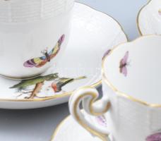 Herendi Rothschild mintás 6 darab kávés csésze alátéttel. Jelzett, kézzel festett, hibátlan, alátét ...