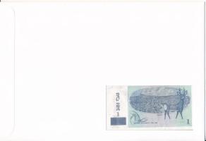 Grúzia 1995. 1L felbélyegzett borítékban, bélyegzéssel T:UNC Georgia 1995. 1 Lari in envelope with s...