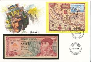 Mexikó 1977. 20P felbélyegzett borítékban, bélyegzéssel T:UNC Mexico 1977. 20 Pesos in envelope with stamp and cancellation C:UNC