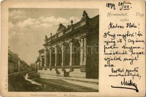 1899 (Vorläufer) Nagyszeben, Hermannstadt, Sibiu; Kleine Erde mit Musikvereins-Gebäude / utca, zenei egyesület épülete / street view, building of the music association. E. B. No.6. (EK)