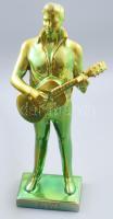 Zsolnay kisplasztika - Elvis Presley. Többszínű, zöld és domináns mézsárga eozin mázakkal fedett öntött finomfajansz. Jelzett, kis karcokkal, m: 38,5 cm