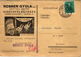 1939 Rosner Gyula cég ágytoll üzeme. Kiskunfélegyháza, Jenovay Dezső tér 17. (fa)