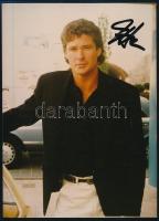 David Hasselhoff (1952- ) amerikai színész (a Knight Rider és Baywatch c. sorozatok főszereplője), énekes aláírása őt ábrázoló fotón, tanúsítvánnyal, 17,5x12,5 cm / David Hasselhoff (1952- ) American actor (best known for starring in the TV series 'Knight Rider' and 'Baywatch'), singer's signed photo, with certificate