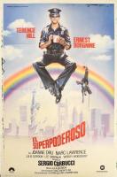 1980 El Superpoderoso (Szuperzsaru) c. film (főszerepben: Terence Hill, Ernest Borgnine) spanyol nyelvű, nagyméretű plakátja, hajtva, kis lapszéli sérülésekkel, 100x70 cm