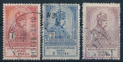 1914 Hadisegély I. 1K, 2K, 5K (19.000)