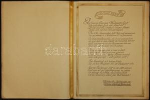 1937 Dekoratív nagyméretű német házassági köszöntő-oklevél a Rodenstock optikai művek dolgozóitól / Greeting warrant for marriage from the workers of Rodenstock optic factory 30x40 cm