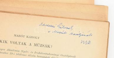 1951-1960 8 db Devecseri Gábor (1917-1971) költő, író részére dedikált tanulmány. Kiadói papírkötés,...