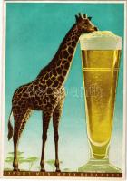 Export Monimpex Budapest reklámlap / Giraffe beer advertisement art postcard