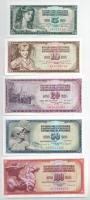 Jugoszlávia 1968-1986. 5D-100D (5xklf) T:UNC Yugoslavia 1968-1986. 5 Dinara - 100 Dinara (5xdiff) C:UNC